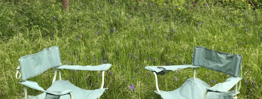 2 chaises en forêt installées pour une consultation